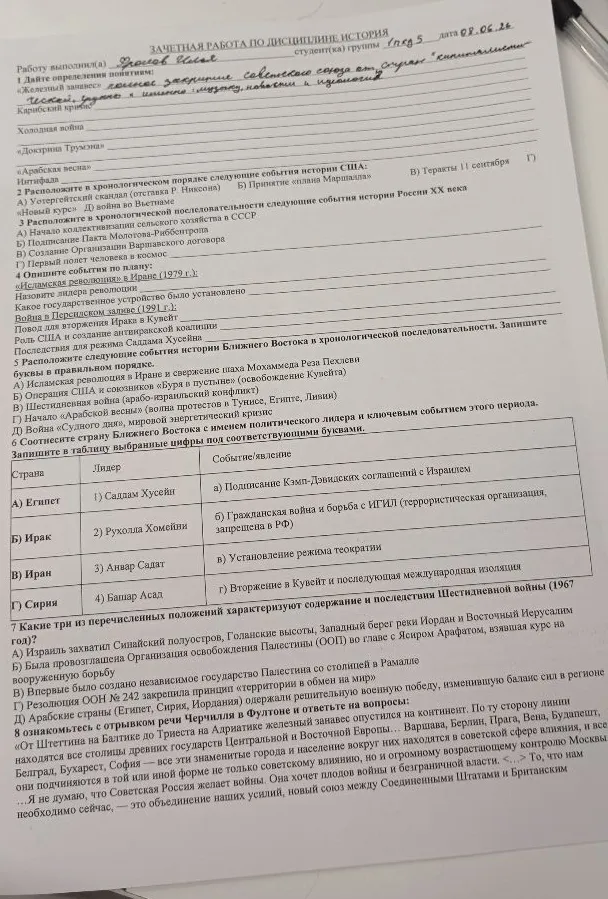 Дайте определение понятиям: «Железный занавес», «Карибский кризис», «Холодная война», «Доктрина Трумэна», «Арабская весна»