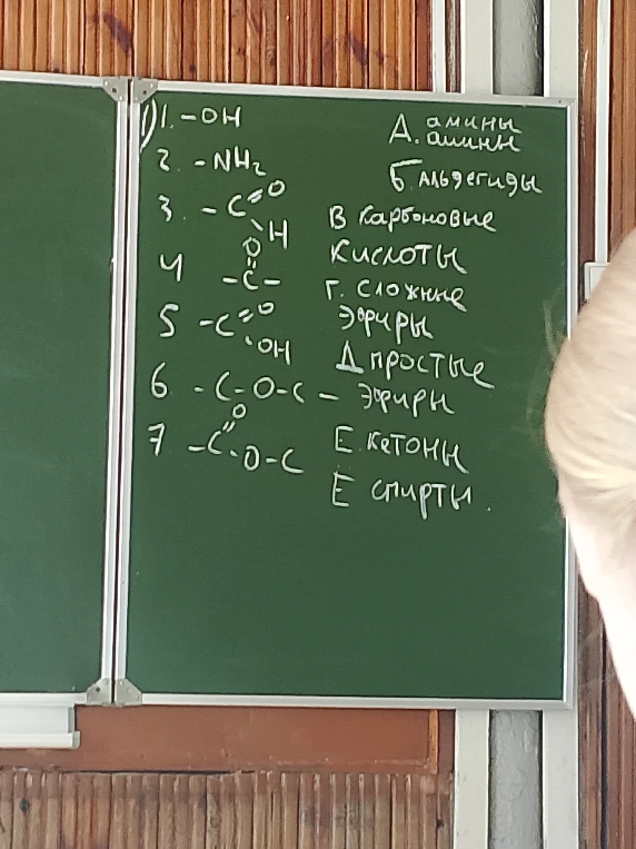 1. -OH А. амины Б. альдегиды В. карбоновые кислоты Г. сложные эфиры Д. простые эфиры Е. кетоны Е. спирты