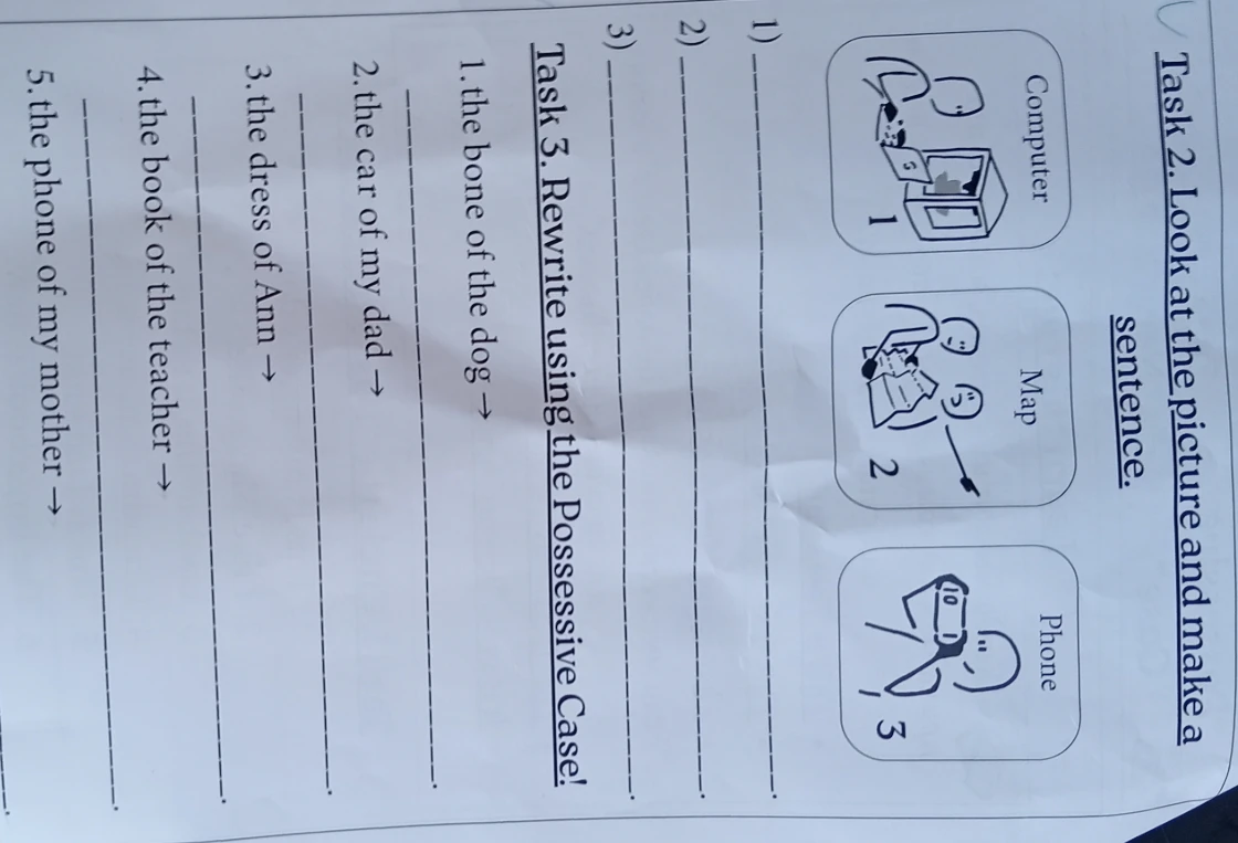 Task 2. Look at the picture and make a sentence.