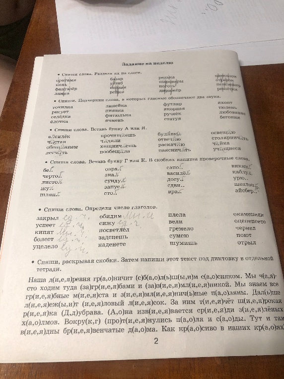 Спиши слова. Раздели их на слоги.