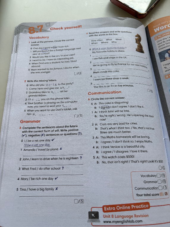 Look at the pictures. Circle the correct answer.