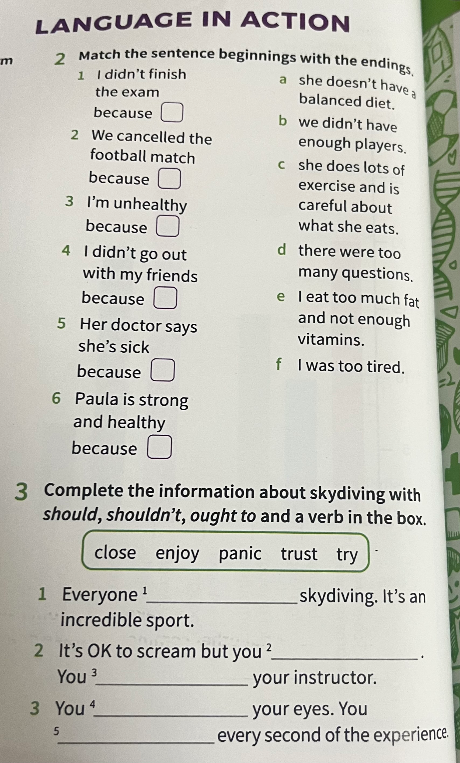 Match the sentence beginnings with the endings.