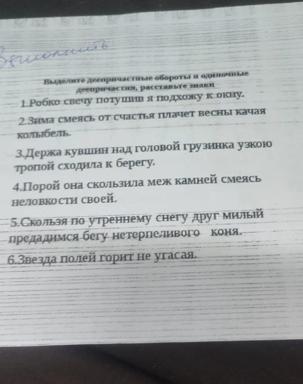 Выделите деепричастные обороты и одиночные деепричастия, расставьте знаки
