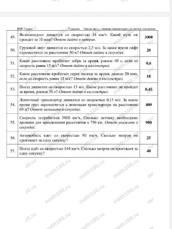 Велосипедист движется со скоростью 18 км/ч. Какой путь он проедет за 10 мин? Ответ дайте в метрах.