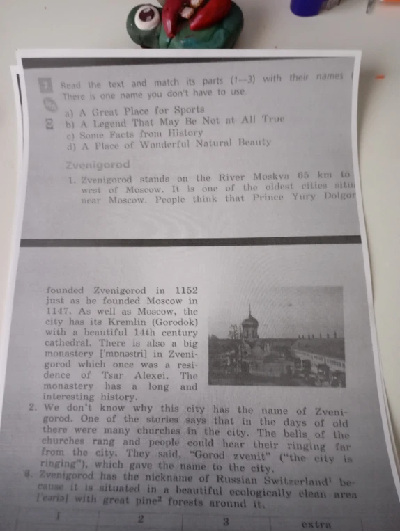 Read the text and match its parts (1-3) with their names. There is one name you don't have to use.