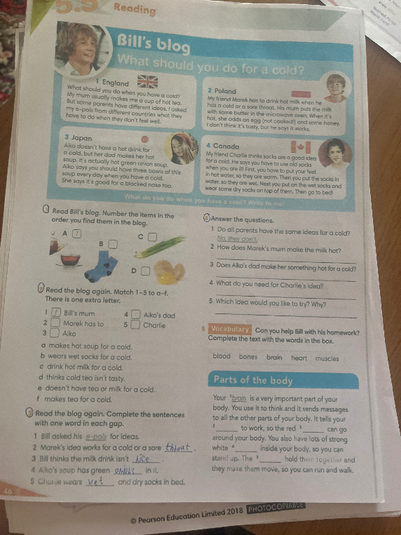 Read Bill's blog. Number the items in the order you find them in the blog.