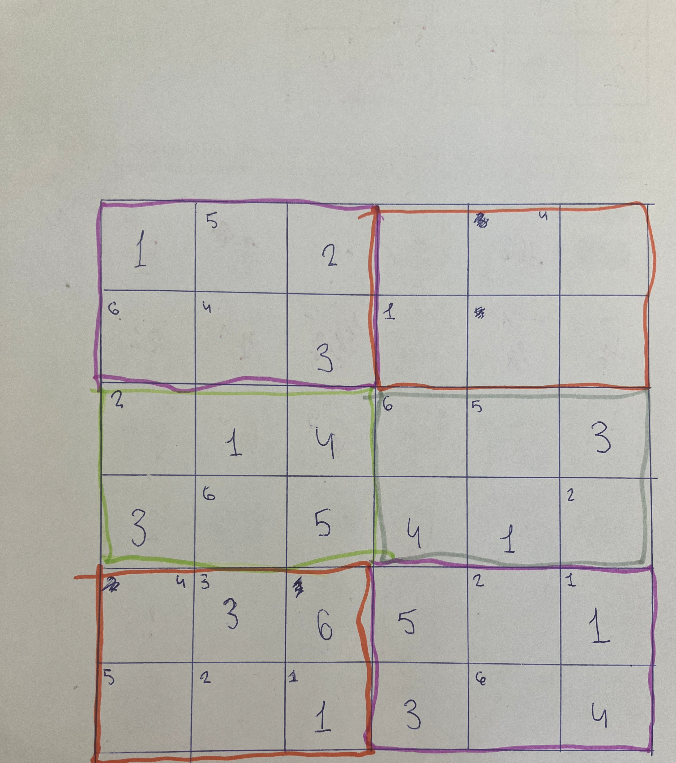 Выполни судоку. 6x6