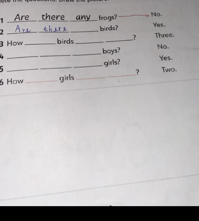 Complete the questions. Draw the picture.