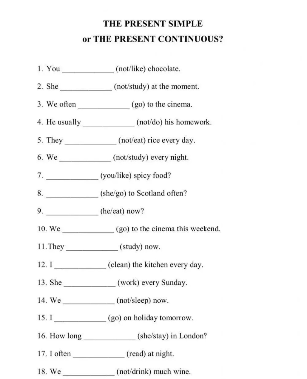 THE PRESENT SIMPLE or THE PRESENT CONTINUOUS?