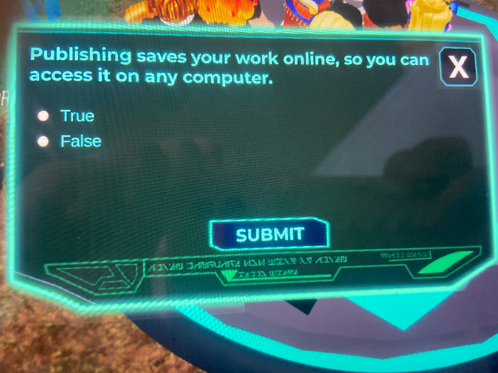 Publishing saves your work online, so you can access it on any computer.