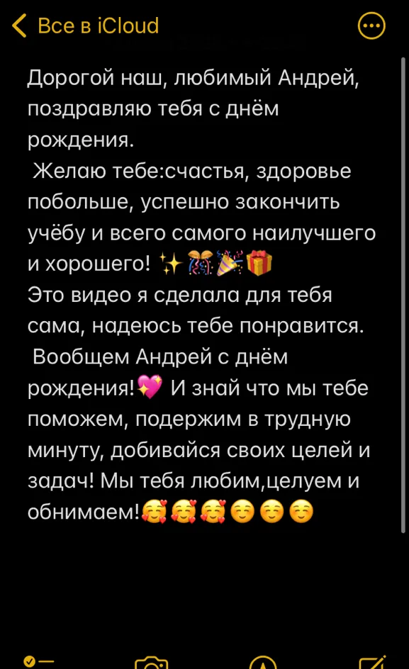 Дорогой наш, любимый Андрей, поздравляю тебя с днём рождения.