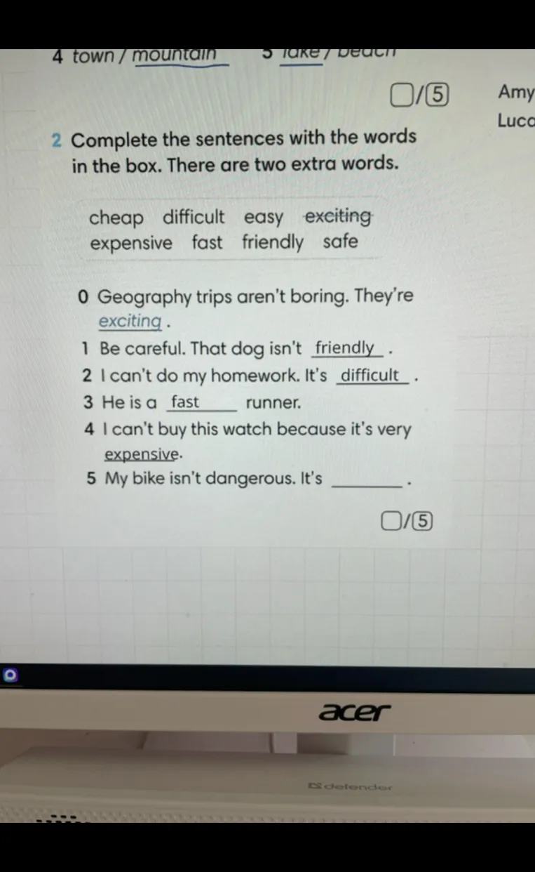 Complete the sentences with the words in the box. There are two extra words.