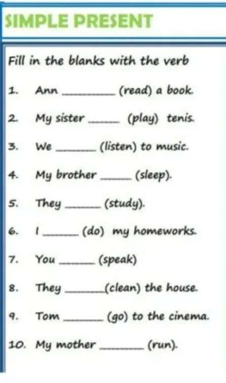 Fill in the blanks with the verb