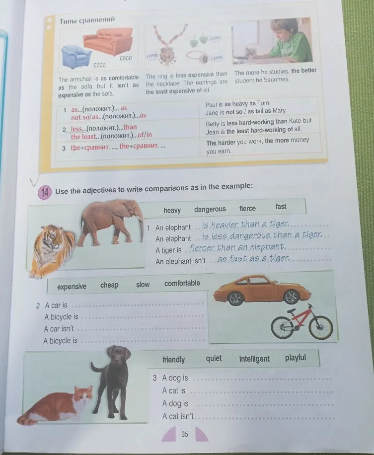 Use the adjectives to write comparisons as in the example: