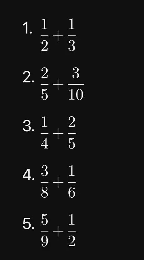1. 1/2 + 1/3