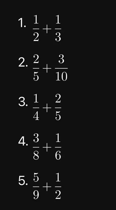 1. 1/2 + 1/3