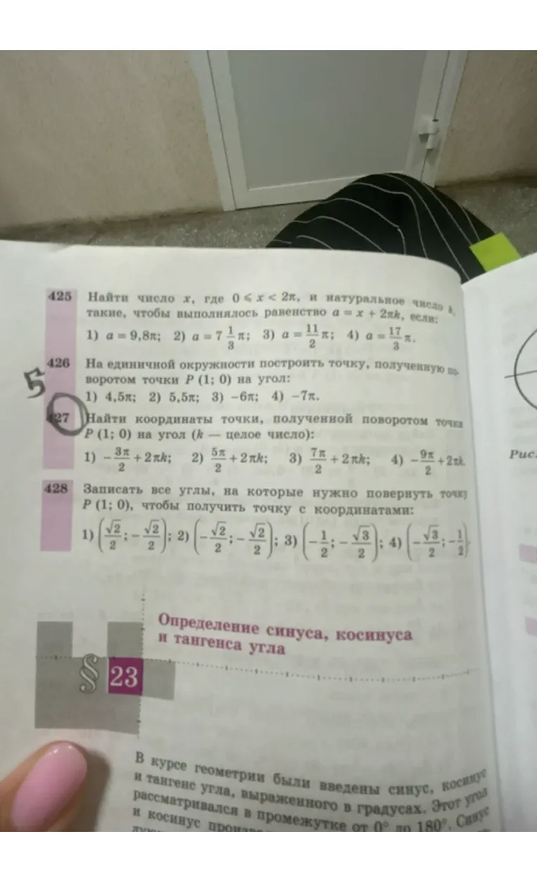 Найти координаты точки, полученной поворотом точки P(1;0) на угол...