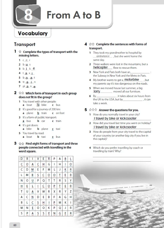 Find eight forms of transport and three people connected with travelling in the word square.
