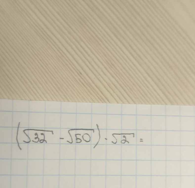 (sqrt(32) - sqrt(50)) * sqrt(2) =