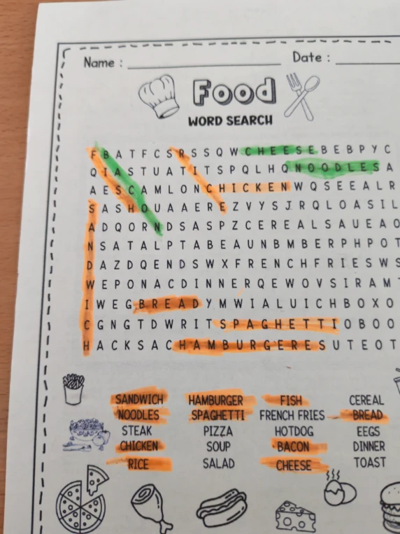 Food WORD SEARCH
