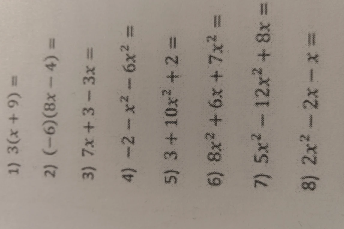 1) 3(x + 9) =