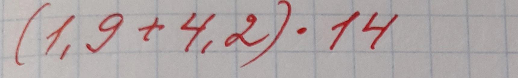 (1,9 + 4,2) * 14