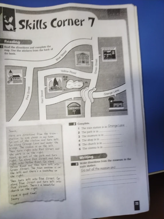 Read the directions and complete the map. Use the stickers from the back of the book.