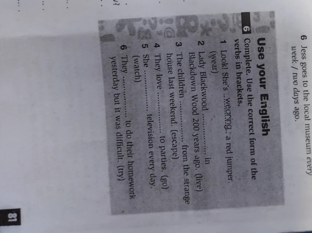 Complete. Use the correct form of the verbs in brackets.