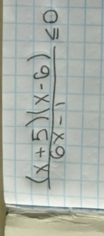 Решите неравенство: \frac{(x+5)(x-6)}{x-1} \le 0
