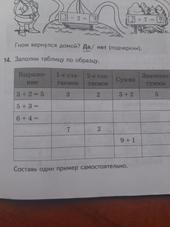 14. Заполни таблицу по образцу.