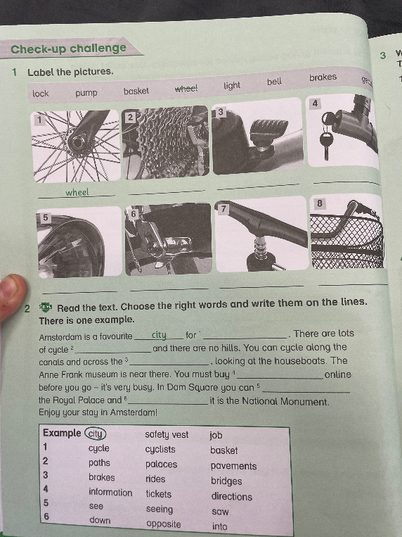 Check-up challenge 1 Label the pictures.