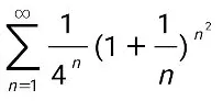 исследовать на сходимость ряд sum_{n=1}^infty 1/4^n (1 + 1/n)^{n^2}