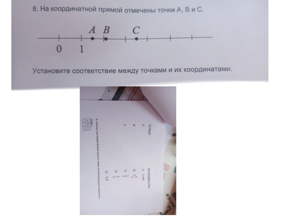 На координатной прямой отмечены точки А, В и С.