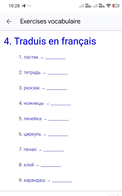 4. Traduis en français