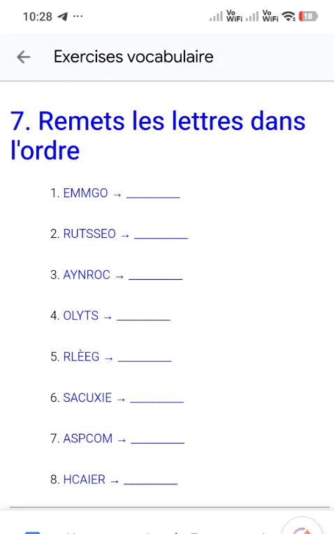7. Remets les lettres dans l'ordre
