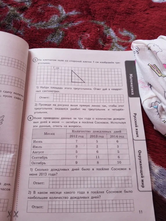 На клетчатом поле со стороной клетки 1 см изображён треугольник.