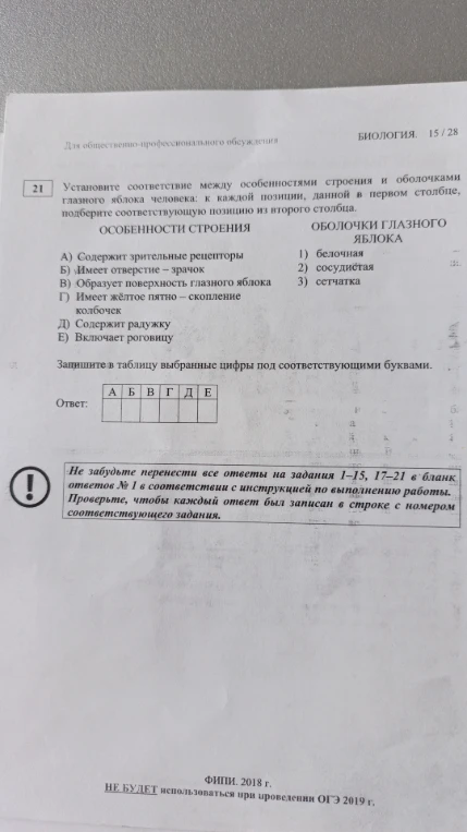 Установите соответствие между особенностями строения и оболочками глазного яблока человека