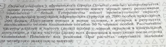 Окраска оперения у африканского страуса (Struthio camelus) контролируется одним геном. Доминантные гомозиготы имеют чёрный цвет; рецессивные гомозиготы — белый. Гетерозиготы имеют промежуточную окраску.
