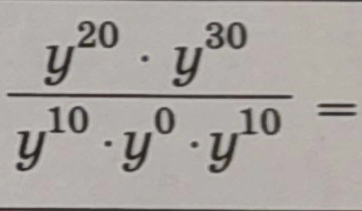 y^20 * y^30 / (y^10 * y^0 * y^10) =