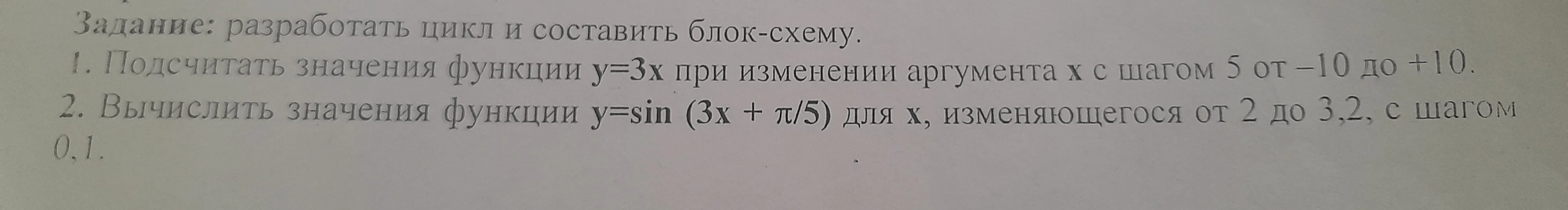 Задание: разработать цикл и составить блок-схему.