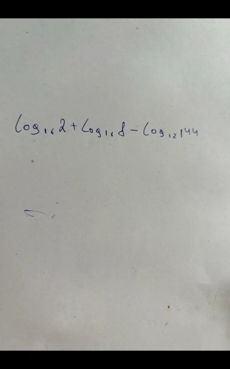 log_16 2 + log_16 8 - log_12 144