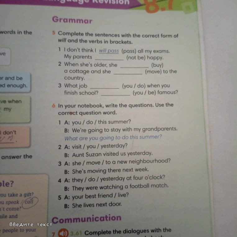 Complete the sentences with the correct form of will and the verbs in brackets.