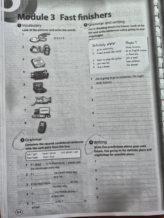 Look at the pictures and write the words.