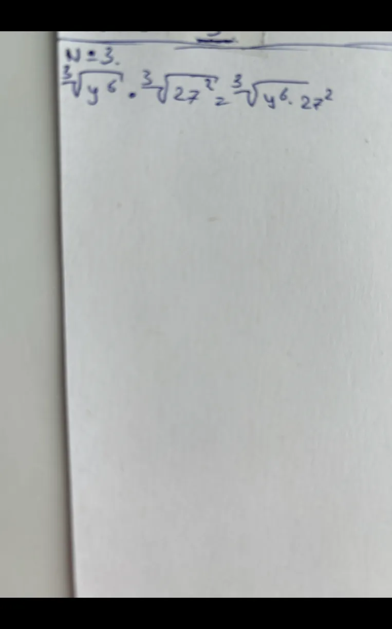 решить и написать формулу (N 3. sqrt[3]{y^6} * sqrt[3]{27^2} = sqrt[3]{y^6 * 27^2})