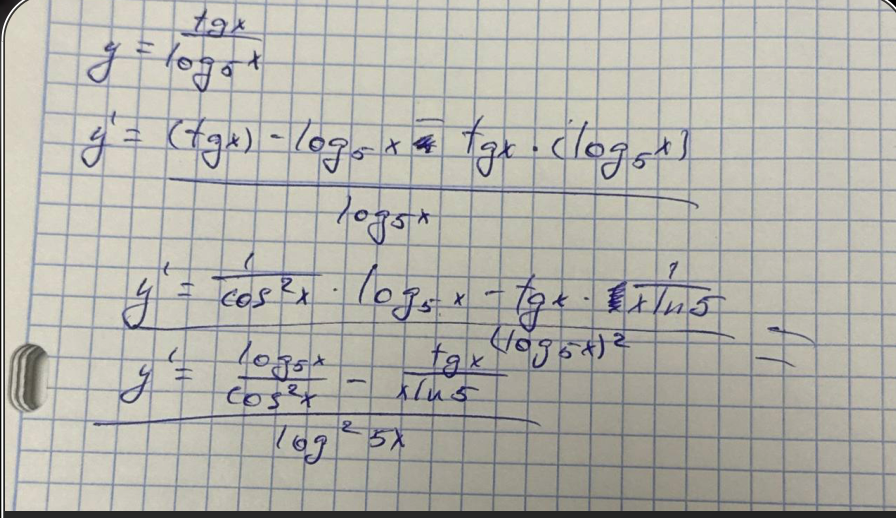y = tgx / log5x