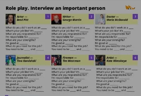 Role play. Interview an important person