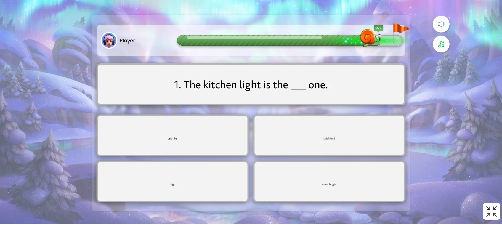 1. The kitchen light is the ___ one.