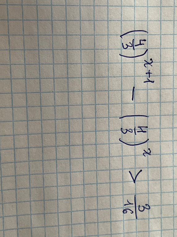 (4/3)^(x+1) - (4/3)^x > 3/16
