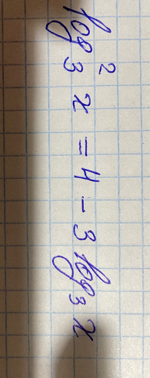 log_3^2 x = 4 - 3 log_3 x