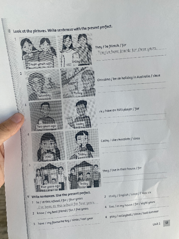 Look at the pictures. Write sentences with the present perfect.